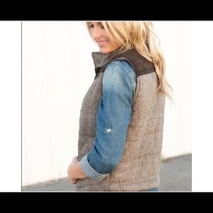 Brown Tweed Puffer Vest